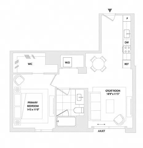 Floor plan 1 BED C14