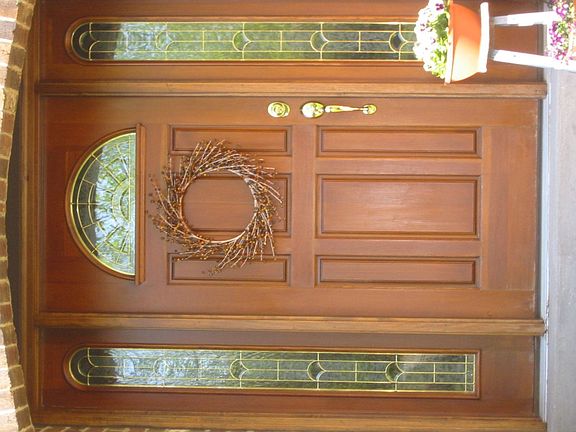 Entranceway, oak doorway with cut glass lites