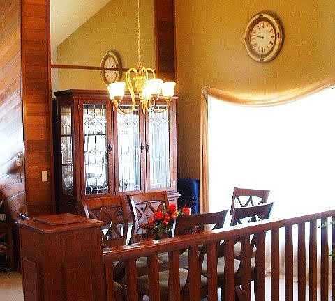 distinctive railing into dining room