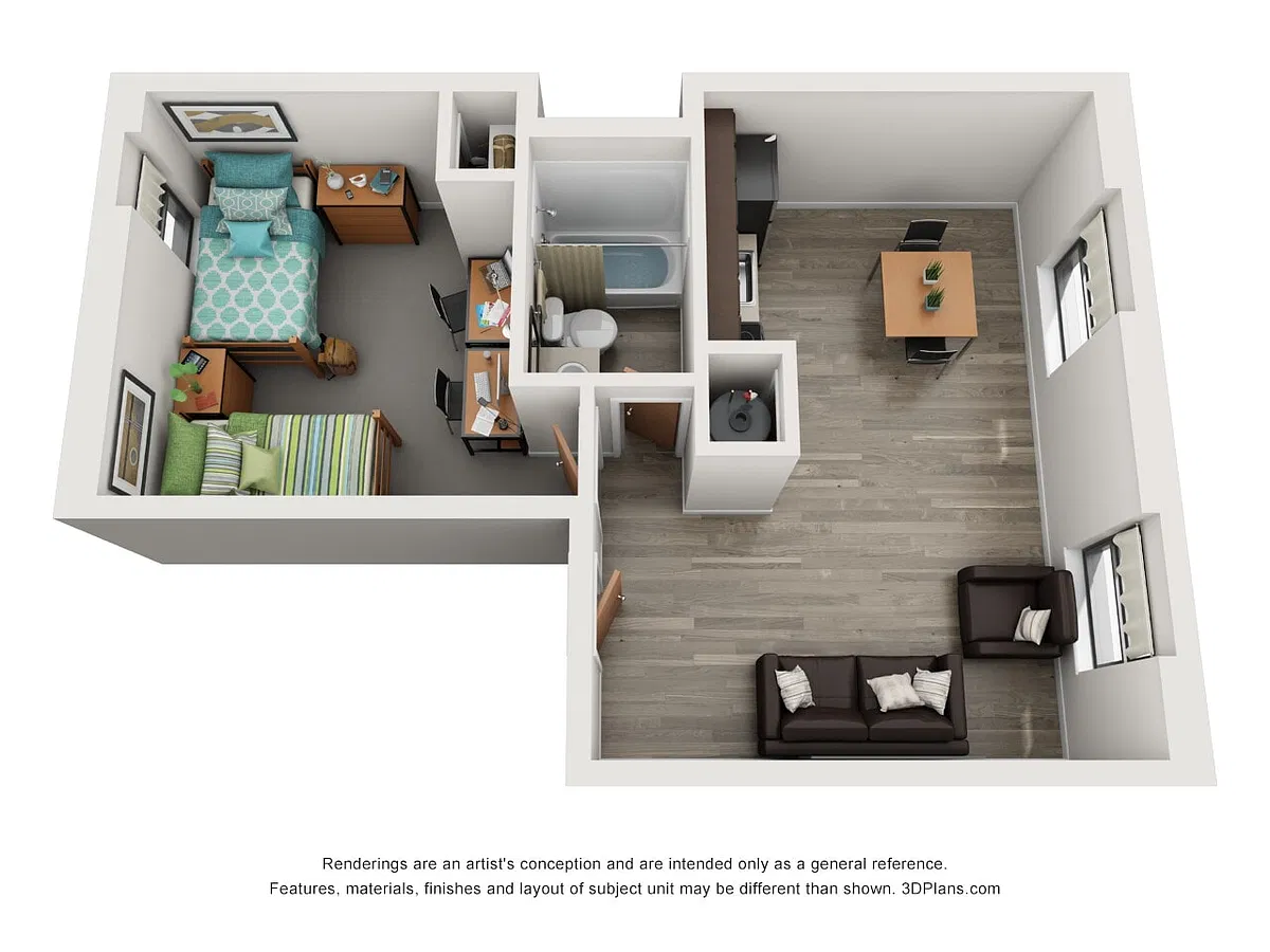 Floor plan The Poplar 1x1 Shared
