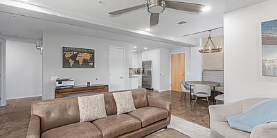 Family room flows into the dinette area