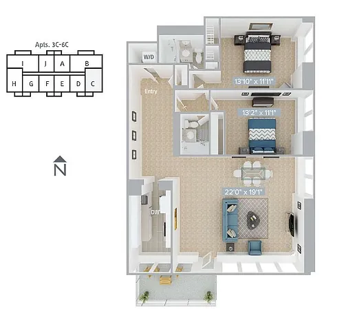 Floor plan Furnished-f-1215SF-7C-26C