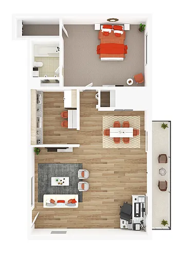 Floor plan Maple - 1x1