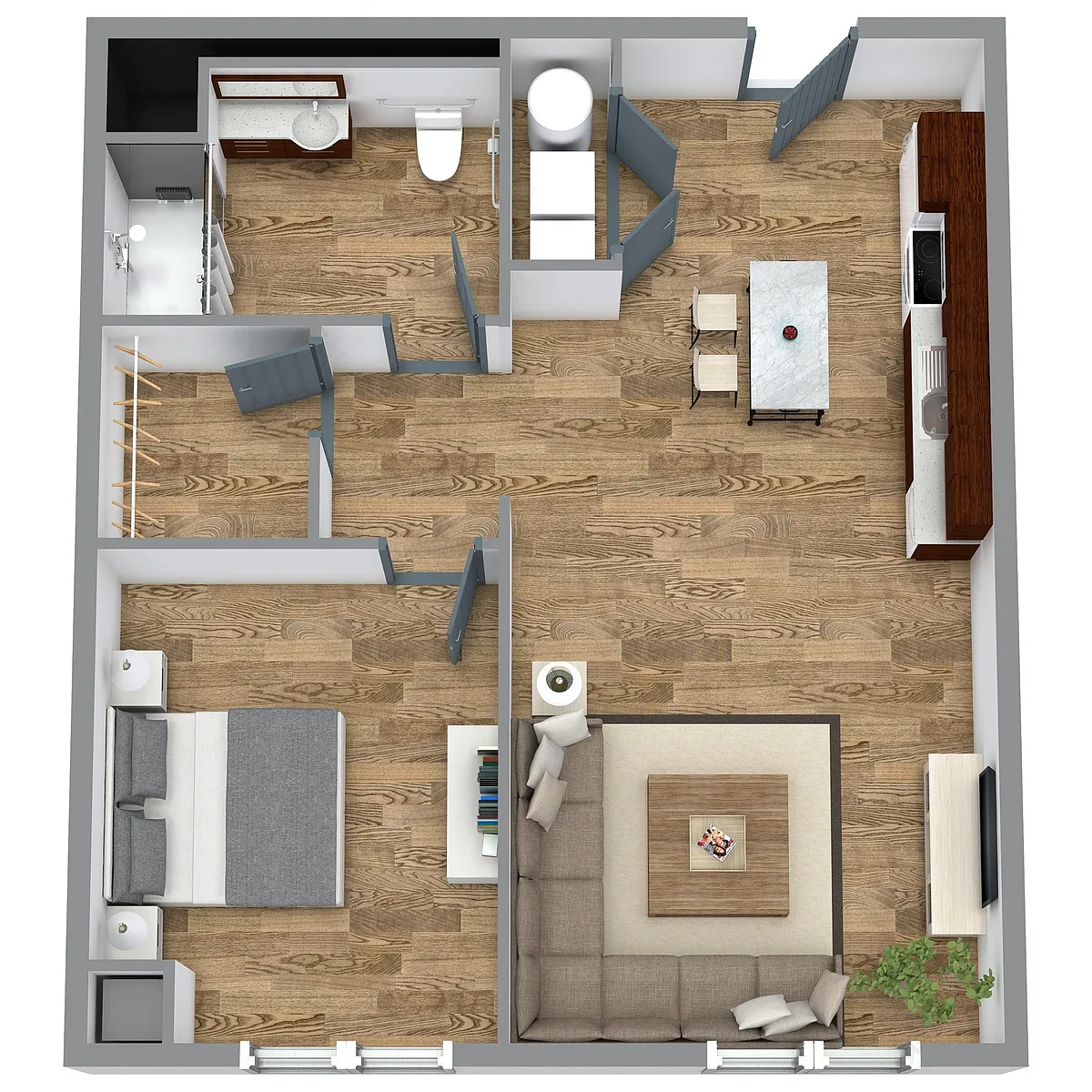 Floor plan The One Bedroom 7 ADA (Blue)