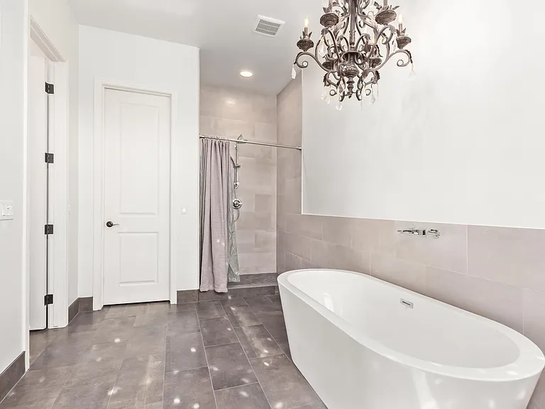 MASTER BATH, OPEN SHOWER, SEPARATE COMMODE ROOM, WALK-IN CLOSET.
