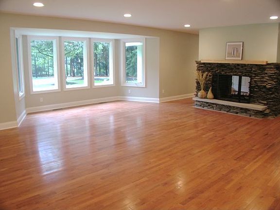 Family Room with Fireplace and wall of windows