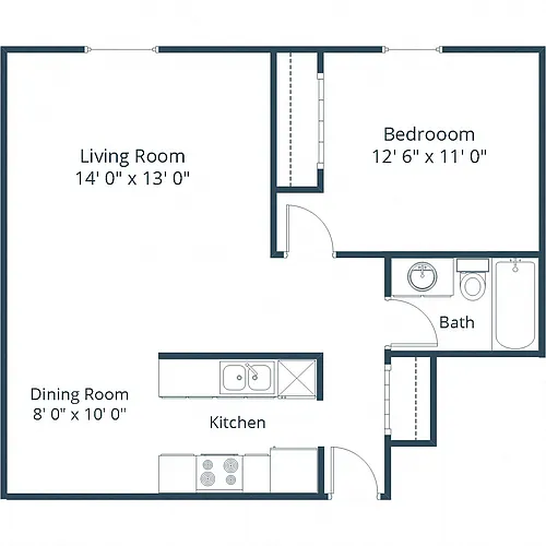 Floor plan One Bedroom 11A