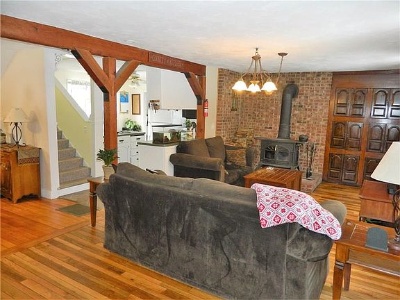 Living room with woodstove