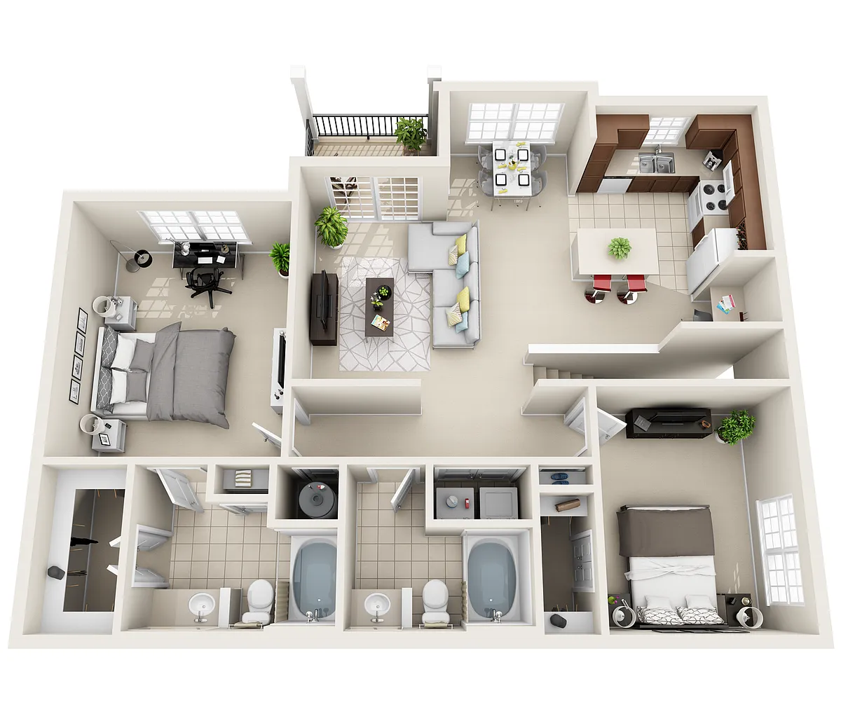 Floor plan Carnegie | 2 Bedroom 2 Bathroom with Private Entra
