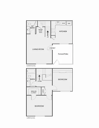 Floor plan Two Bedrooms Townhome