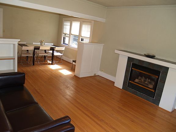 Living room with fireplace. Funitures not included