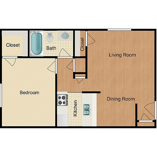 Floor plan 1 Bedroom 1 Bath