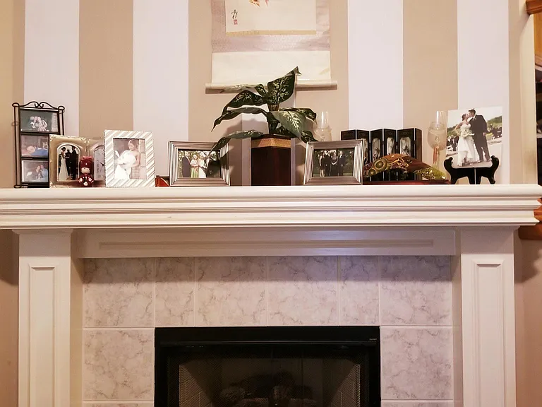 Gas fireplace.