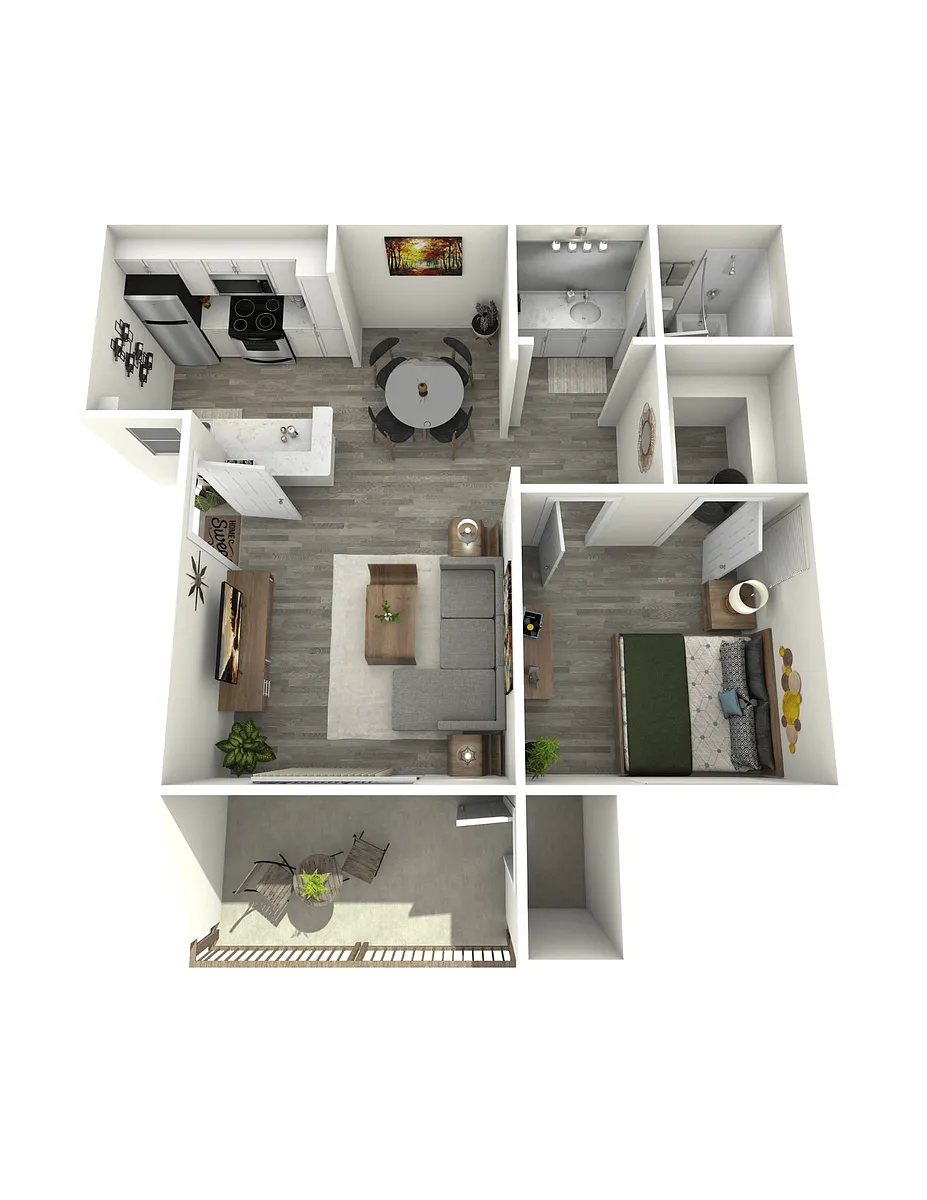 Floor plan One Bedroom, One Bath
