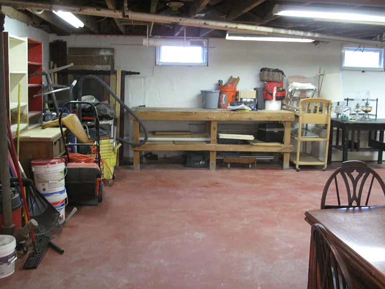 lower level workspace with large workbench