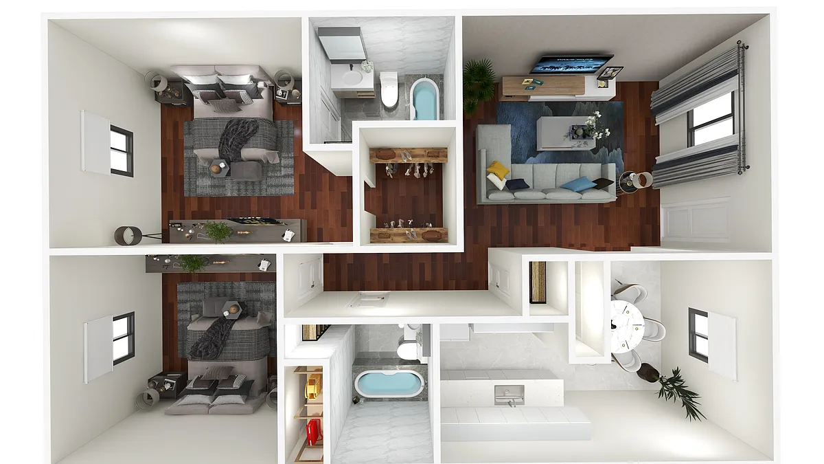 Floor plan Oak - 2 Bed 2 Bath