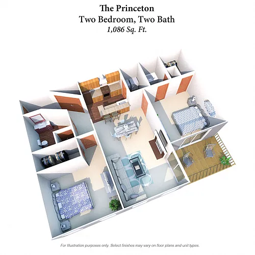 Floor plan The Princeton: 2 Bed, 2 Bath
