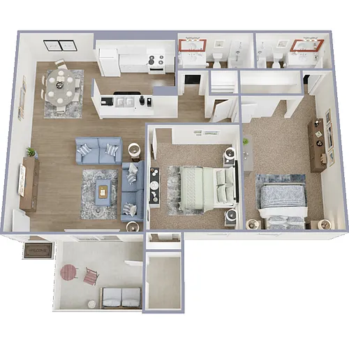 Floor plan Two Bed Two Bath B