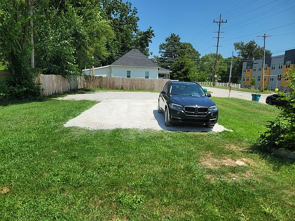 Parking area and backyard