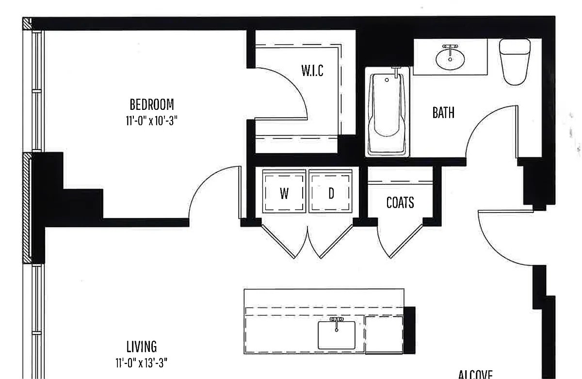 Floor plan 1 BR, 1 BTH
