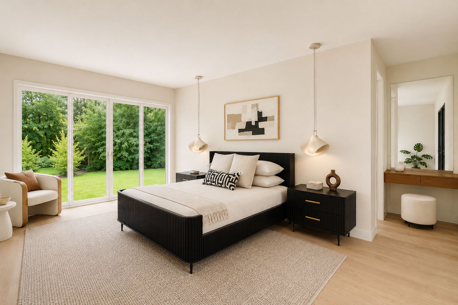 PRIMARY BEDROOM- IMAGE TAKEN FROM SIMILAR HOUSE- AI ENHANCED