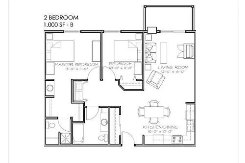 Floor plan Central Park 4 - 2 Bed - 2 Bath