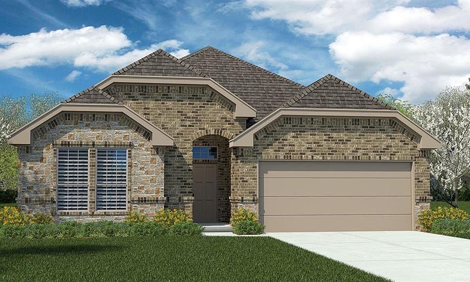 Front Elevation - D.R. Horton''s Crownpointfloorplan Elevation F - All Home and community information, including pricing, included features, terms, availability and amenities, are subject to change at any time without notice or obligation. All Drawings, pictures, photographs, video, square footages, floor plans, elevations, features, colors and sizes are approximate for illustration purposes only and will vary from the homes as built.