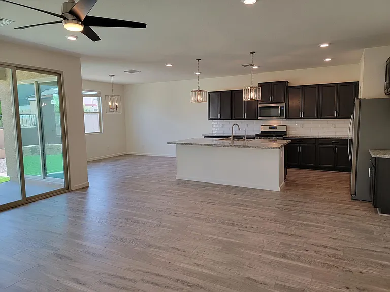 Living room and kitchen