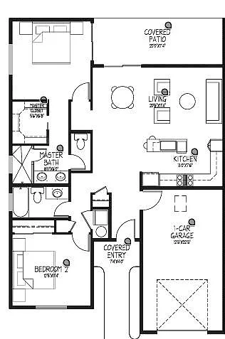 Floor plan Two Bedroom - 2BA