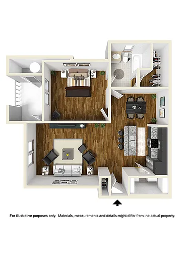 Floor plan One Bedroom, One Bathroom