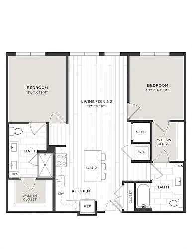 Floor plan 2 Bed/2 Bath-B1A