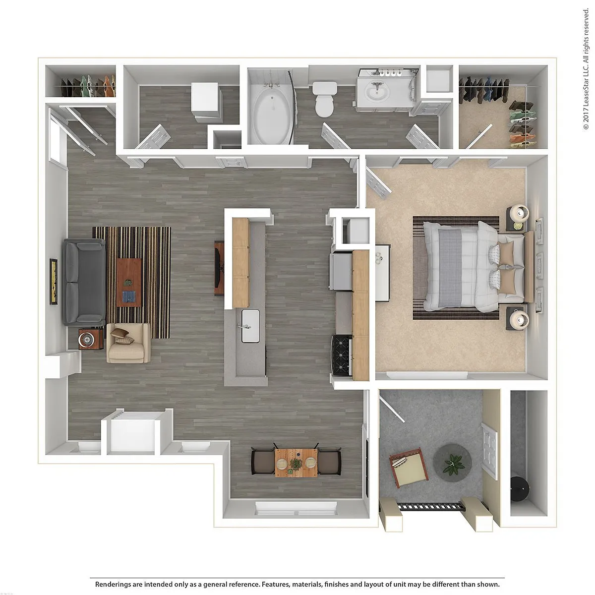 Floor plan A1 - 1 bedroom/1 bath