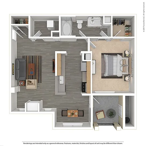 Floor plan A1 - 1 bedroom/1 bath