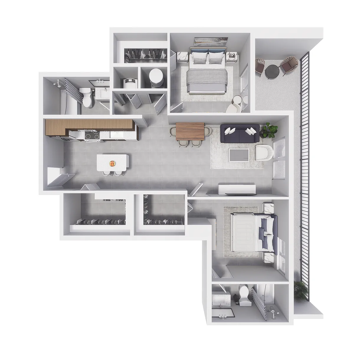 Floor plan 2x2 - 990sqft - B9