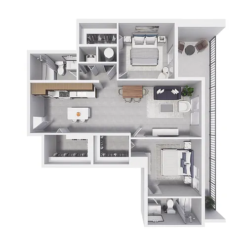 Floor plan 2x2 - 990sqft - B9