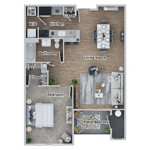 Floor plan 1 Bed 1 Bath