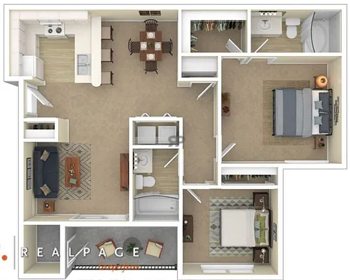 Floor plan B2 - 2 Bedroom - Starting at $1550