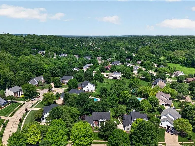 Residential neighborhood featuring mature trees and established homes with varied architectural styles