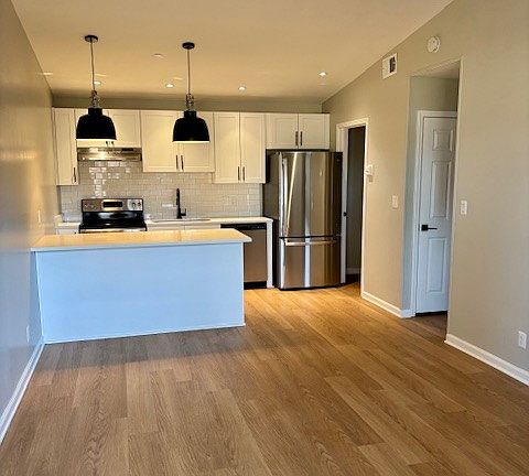 Living area and kitchen