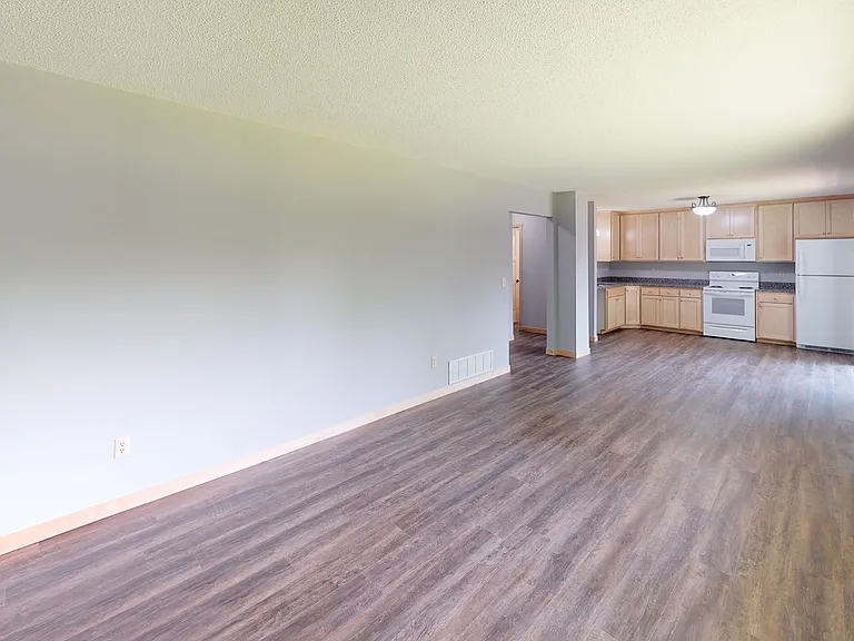 View of the living room and kitchen