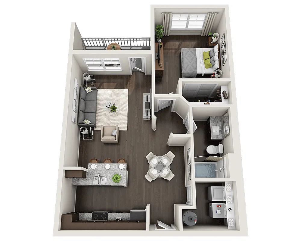 Floor plan One Bedroom A1B