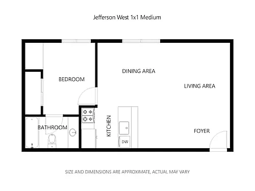 Floor plan 1 Bed 1 Bath Medium Reno