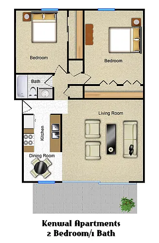 Floor plan 2 Bedroom 1 Bath Downstairs