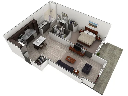 Floor plan 1 BR Designer Courtyard