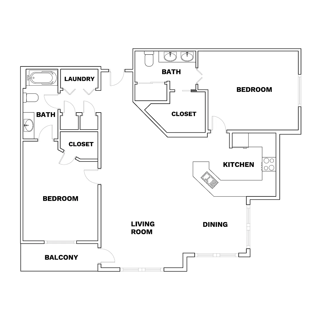 Floor plan C3 2x2 1297 sqft