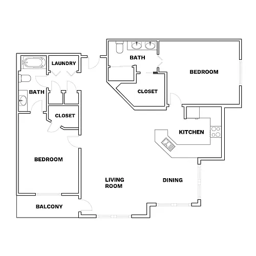 Floor plan C3 2x2 1297 sqft