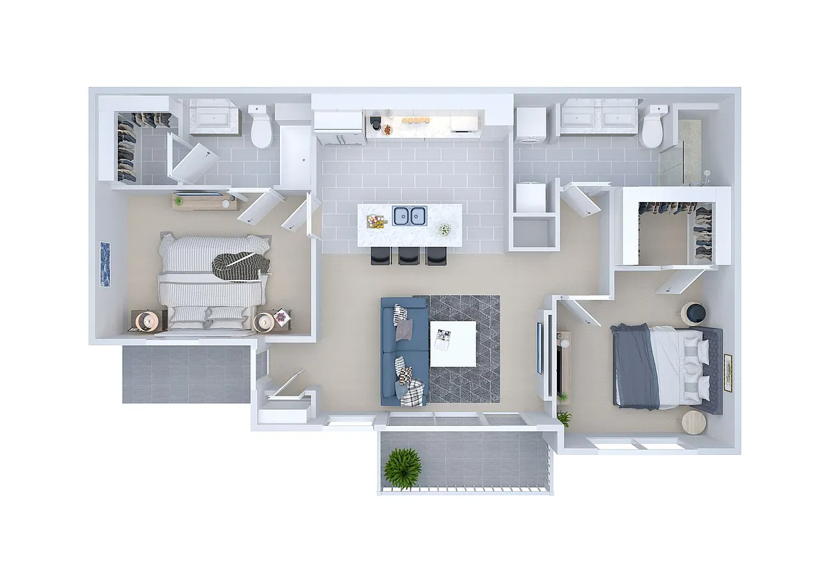Floor plan 2x2 with patio
