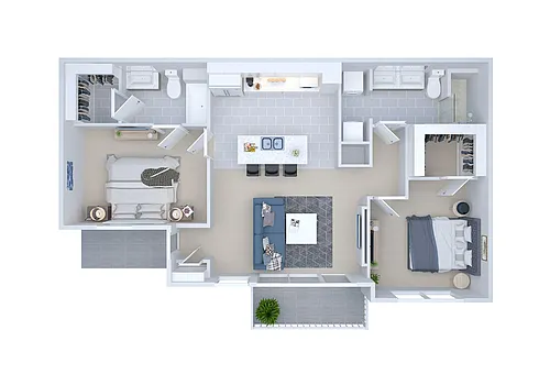 Floor plan 2x2 with patio