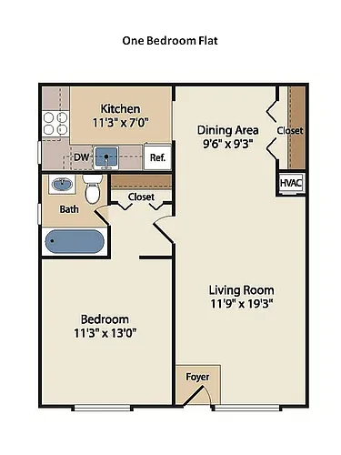Floor plan 1Bedroom Flat