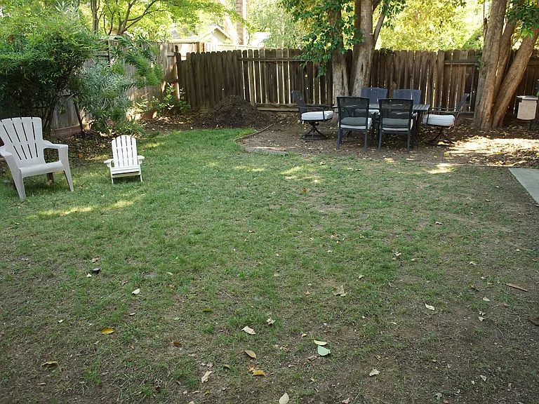 Spacious fenced backyard